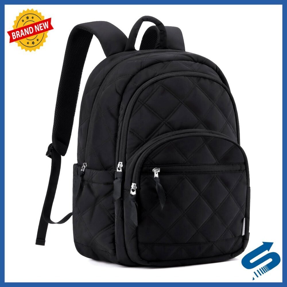Quilted Laptop Backpack Water-Resistant Casual Travel College Bookbag Minimal